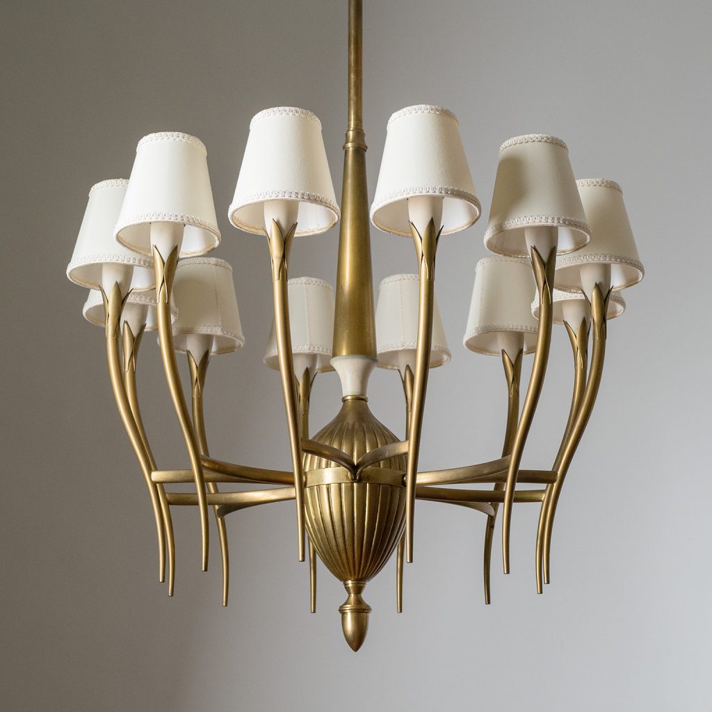 Italian 12-Arm Brass Chandelier, circa 1950 €4.000 – mdrn