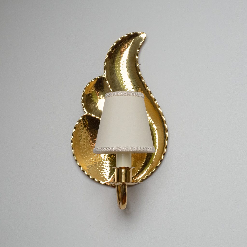 Swedish Sculpted Brass Sconces, 1950s