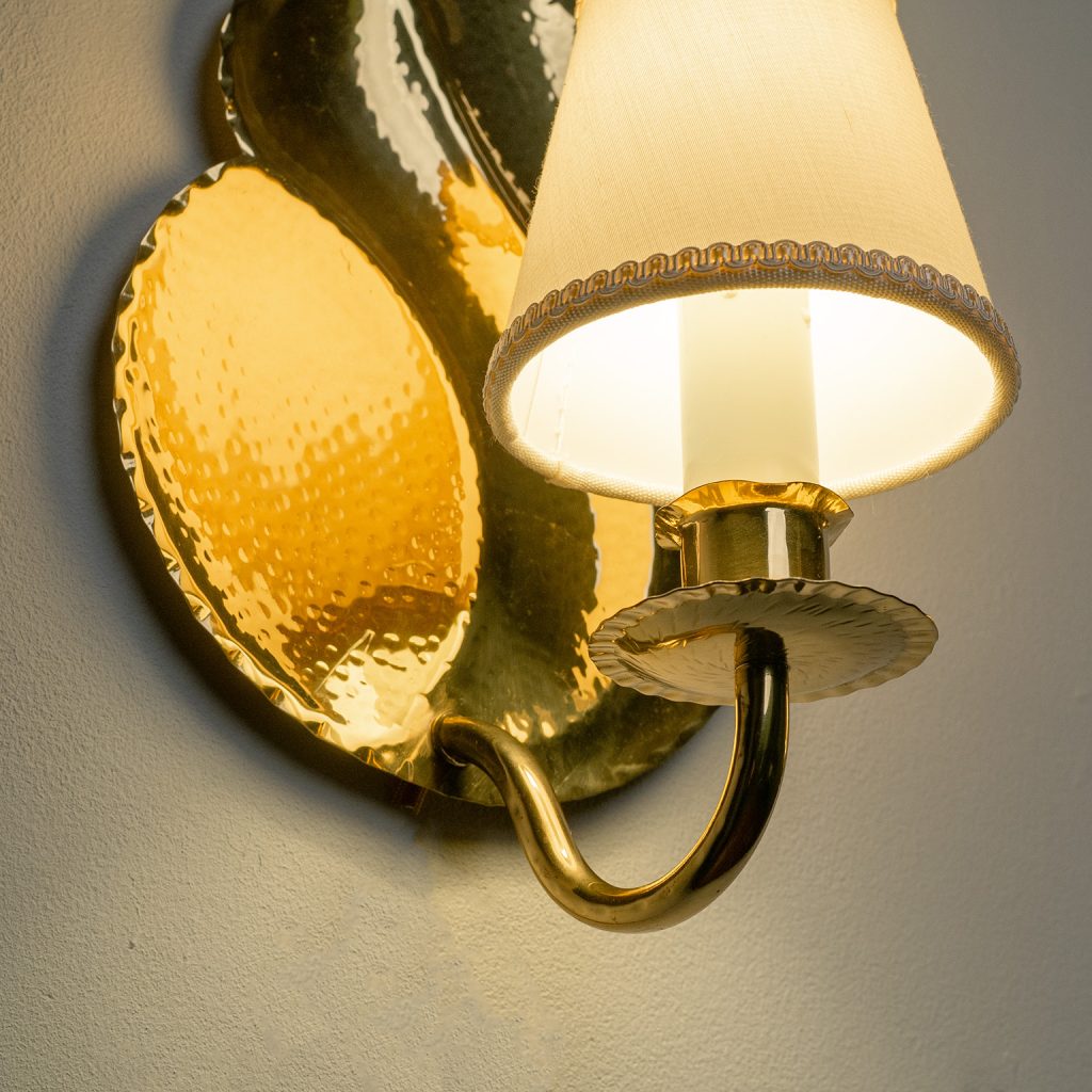 Swedish Sculpted Brass Sconces, 1950s