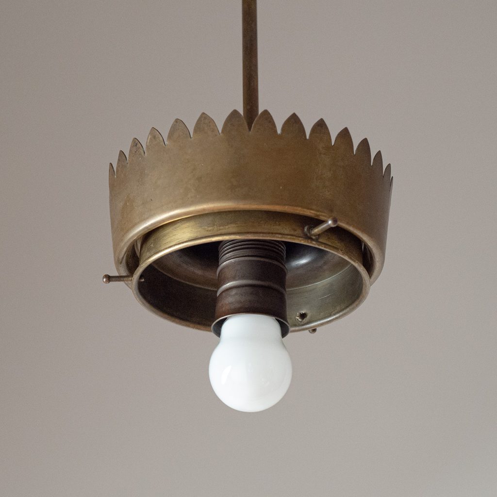 Art Deco Glass and Brass Pendant, 1930s